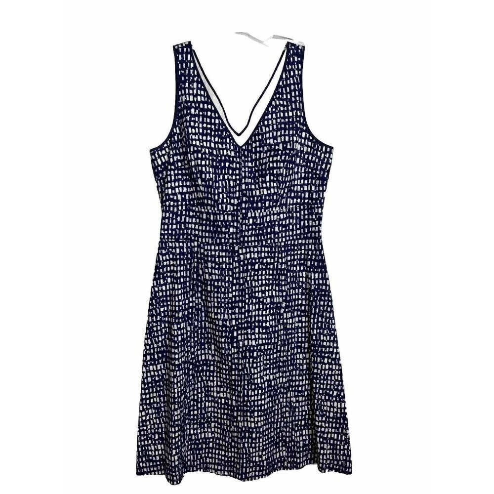 LaVia 18 A-Line Blue White Cotton Sleeveless Dress Preppy Nautical Coastal